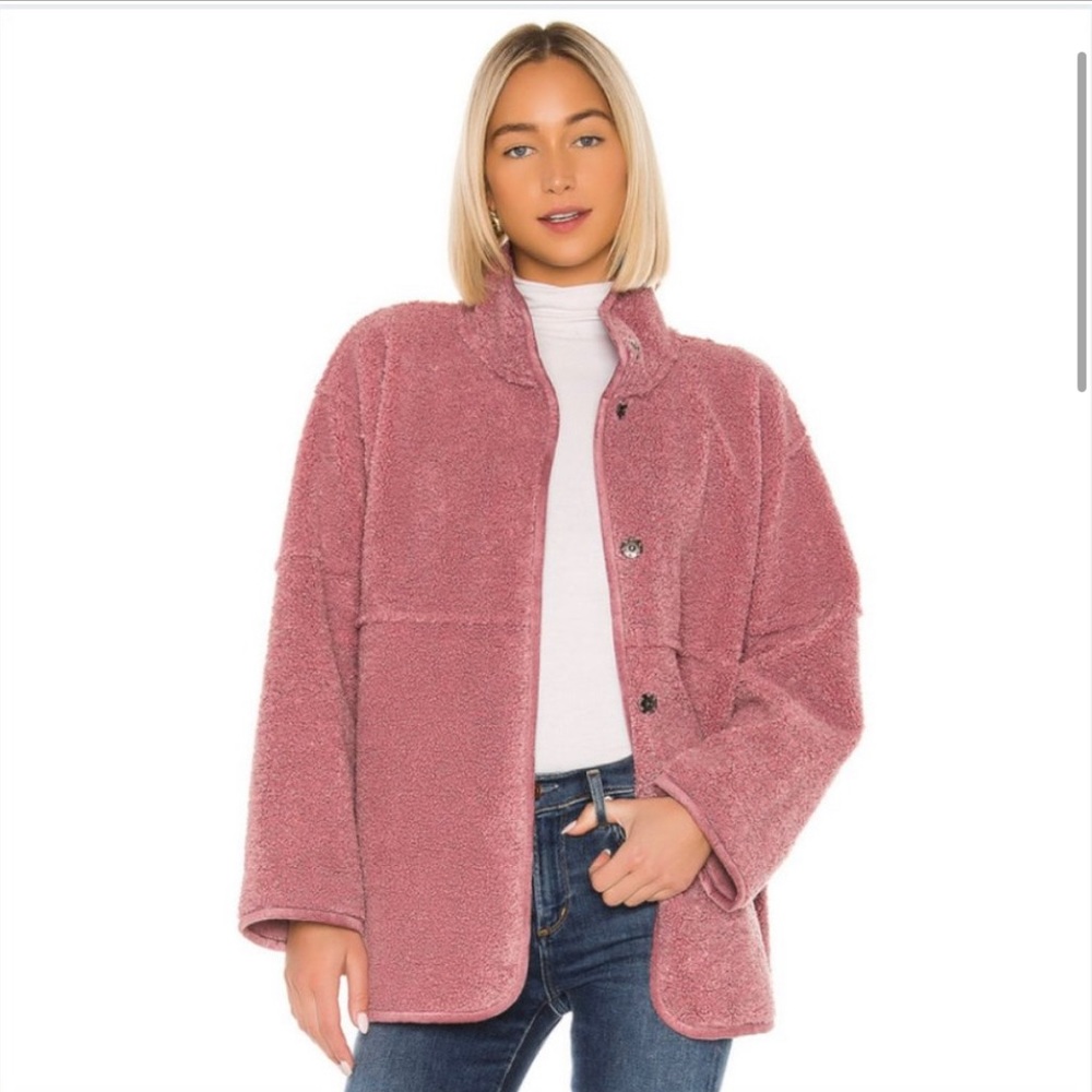 Albany Lux Faux Sherpa Jacket in Dusty Rose, Velvet by Graham & Spencer